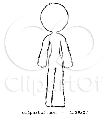 Sketch Design Mascot Woman Walking Away, Back View by Leo Blanchette