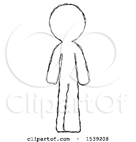 Sketch Design Mascot Man Walking Away, Back View by Leo Blanchette
