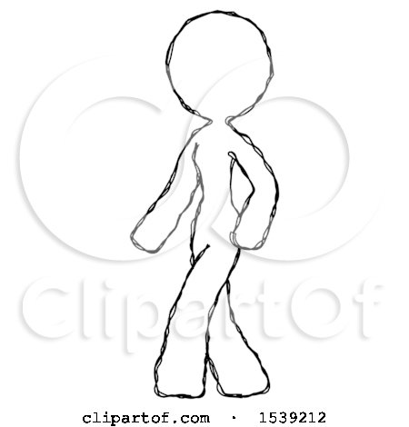 Sketch Design Mascot Woman Man Walking Turned Left Front View by Leo Blanchette