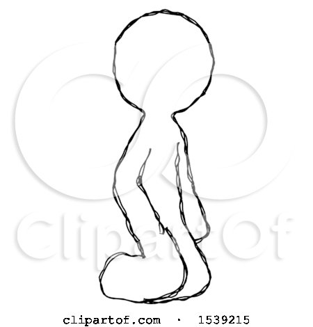 Sketch Design Mascot Man Kneeling Angle View Right by Leo Blanchette