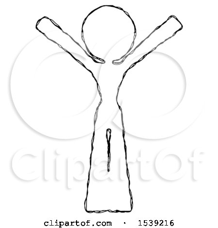 Sketch Design Mascot Woman with Arms out Joyfully by Leo Blanchette