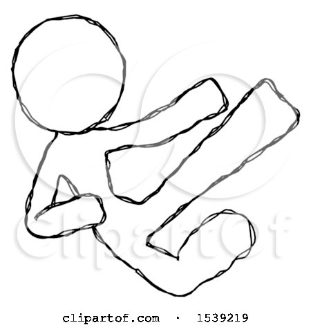 Sketch Design Mascot Woman Flying Ninja Kick Right by Leo Blanchette