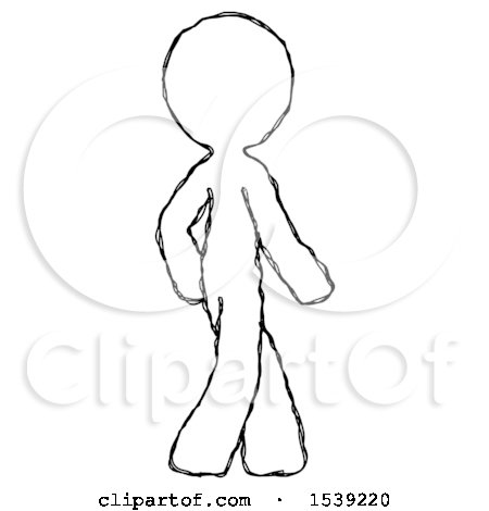 Sketch Design Mascot Man Walking Away Direction Right View by Leo Blanchette