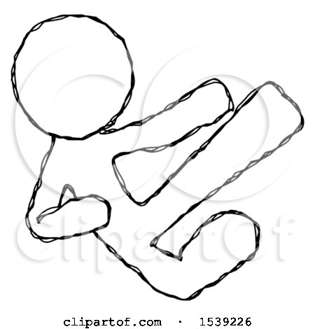 Sketch Design Mascot Man Flying Ninja Kick Right by Leo Blanchette
