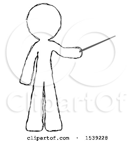 Sketch Design Mascot Man Teacher or Conductor with Stick or Baton Directing by Leo Blanchette
