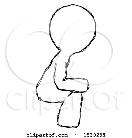 Sketch Design Mascot Man Squatting Facing Right by Leo Blanchette