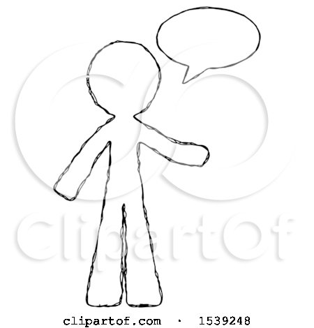 Sketch Design Mascot Man with Word Bubble Talking Chat Icon by Leo Blanchette