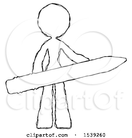 Sketch Design Mascot Woman Office Worker or Writer Holding a Giant Pencil by Leo Blanchette
