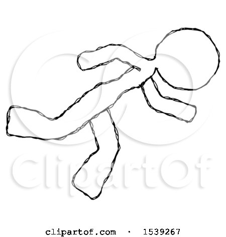 Sketch Design Mascot Woman Running While Falling down by Leo Blanchette