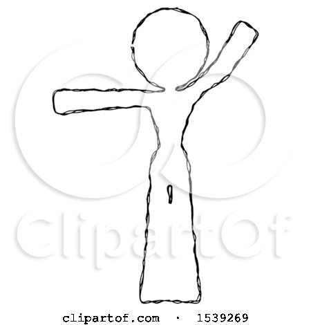 Sketch Design Mascot Woman Directing Traffic Left by Leo Blanchette