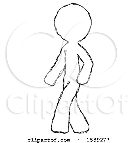 Sketch Design Mascot Man Man Walking Turned Left Front View by Leo Blanchette