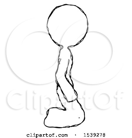 Sketch Design Mascot Woman Kneeling Right by Leo Blanchette