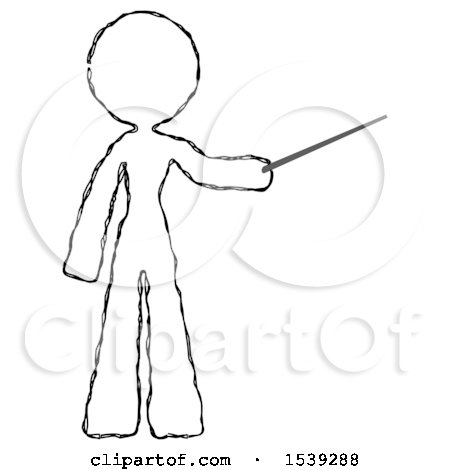 Sketch Design Mascot Woman Teacher or Conductor with Stick or Baton Directing by Leo Blanchette