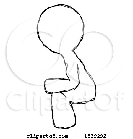 Sketch Design Mascot Man Squatting Facing Left by Leo Blanchette