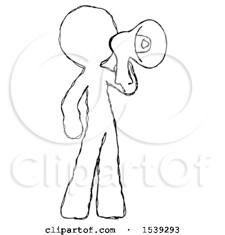 Sketch Design Mascot Man Shouting into Megaphone Bullhorn Facing Right by Leo Blanchette