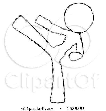 Sketch Design Mascot Woman Ninja Kick Left by Leo Blanchette