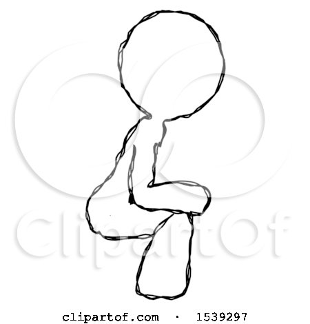 Sketch Design Mascot Woman Squatting Facing Right by Leo Blanchette