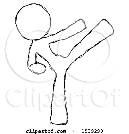 Sketch Design Mascot Woman Ninja Kick Right by Leo Blanchette