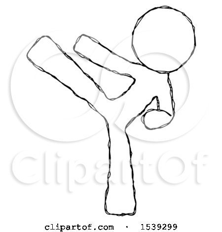Sketch Design Mascot Man Ninja Kick Left by Leo Blanchette