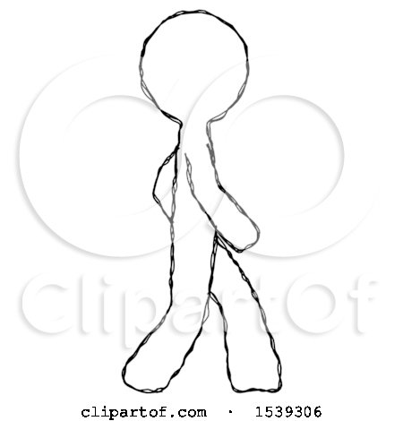 Sketch Design Mascot Man Walking Right Side View by Leo Blanchette
