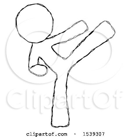 Sketch Design Mascot Man Ninja Kick Right by Leo Blanchette