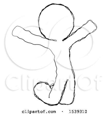 Sketch Design Mascot Man Jumping or Kneeling with Gladness by Leo Blanchette
