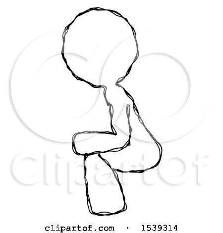 Sketch Design Mascot Woman Squatting Facing Left by Leo Blanchette
