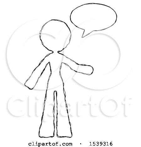 Sketch Design Mascot Woman with Word Bubble Talking Chat Icon by Leo Blanchette