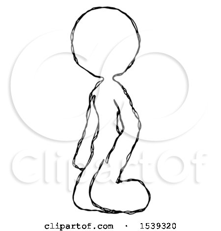 Sketch Design Mascot Woman Kneeling Angle View Left by Leo Blanchette