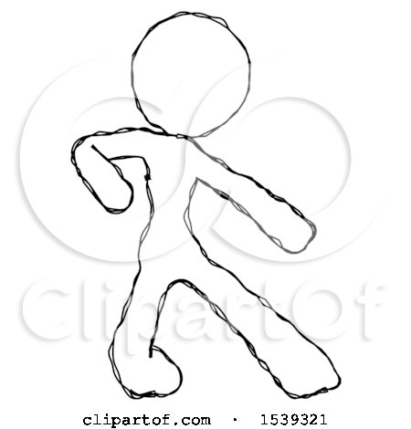 Sketch Design Mascot Woman Karate Defense Pose Right by Leo Blanchette