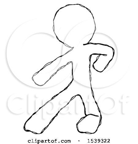 Sketch Design Mascot Man Karate Defense Pose Left by Leo Blanchette