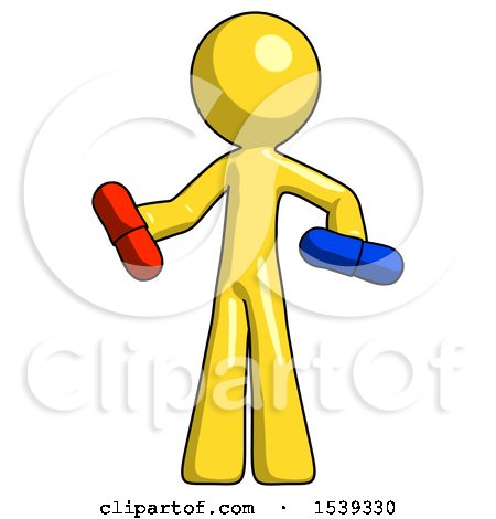 Yellow Design Mascot Man Red Pill or Blue Pill Concept by Leo Blanchette