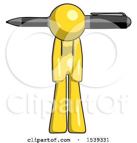Yellow Design Mascot Woman Pen Stuck Through Head by Leo Blanchette
