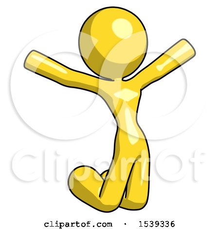 Yellow Design Mascot Woman Jumping or Kneeling with Gladness by Leo Blanchette