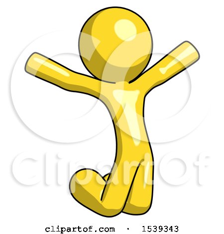 Yellow Design Mascot Man Jumping or Kneeling with Gladness by Leo Blanchette