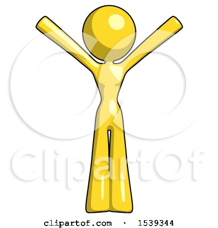 Yellow Design Mascot Woman with Arms out Joyfully by Leo Blanchette
