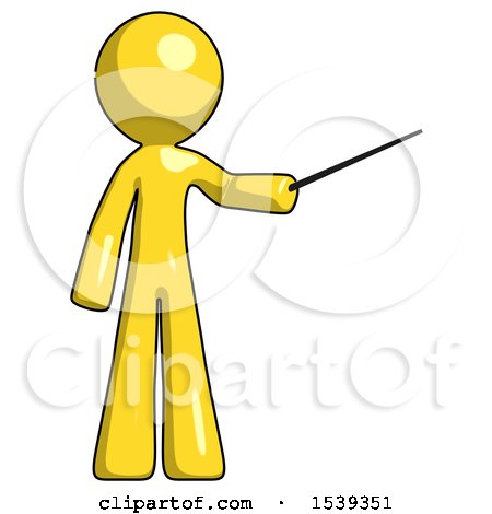 Yellow Design Mascot Man Teacher or Conductor with Stick or Baton Directing by Leo Blanchette