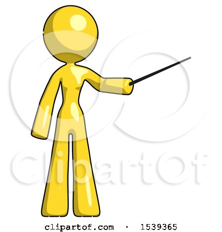 Yellow Design Mascot Woman Teacher or Conductor with Stick or Baton Directing by Leo Blanchette