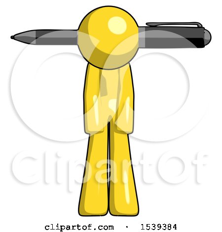 Yellow Design Mascot Man Head Impaled with Pen by Leo Blanchette