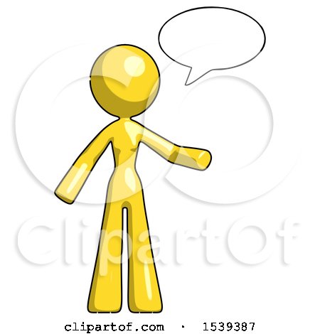 Yellow Design Mascot Woman with Word Bubble Talking Chat Icon by Leo Blanchette