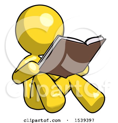 Yellow Design Mascot Woman Reading Book While Sitting down by Leo Blanchette