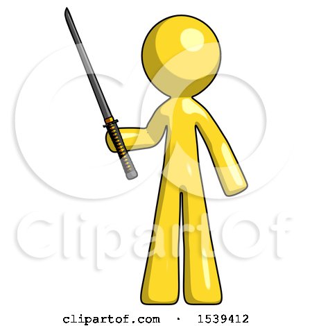 Yellow Design Mascot Man Standing up with Ninja Sword Katana by Leo Blanchette