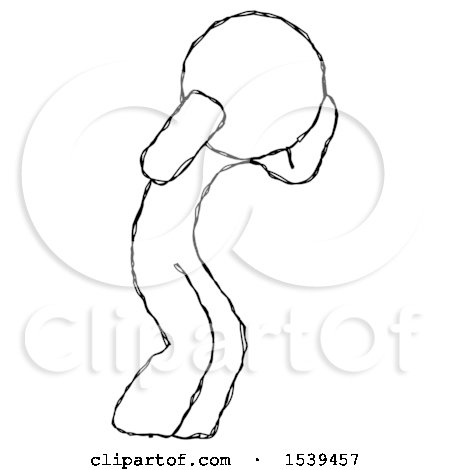 Sketch Design Mascot Man with Headache or Covering Ears Turned to His Right by Leo Blanchette