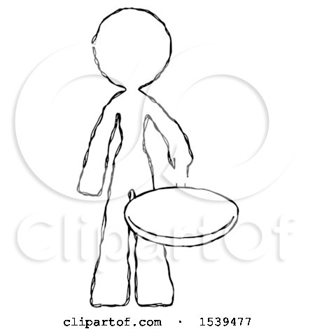 Sketch Design Mascot Woman Frying Egg in Pan or Wok by Leo Blanchette