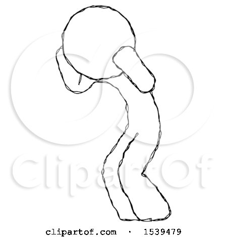 Sketch Design Mascot Man with Headache or Covering Ears Turned to His Left by Leo Blanchette