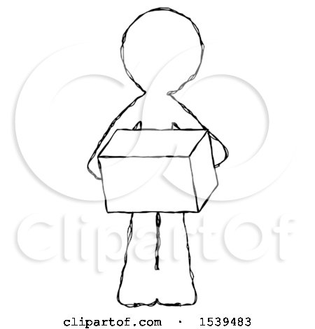 Sketch Design Mascot Man Holding Box Sent or Arriving in Mail by Leo Blanchette