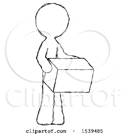 Sketch Design Mascot Man Holding Package to Send or Recieve in Mail by Leo Blanchette