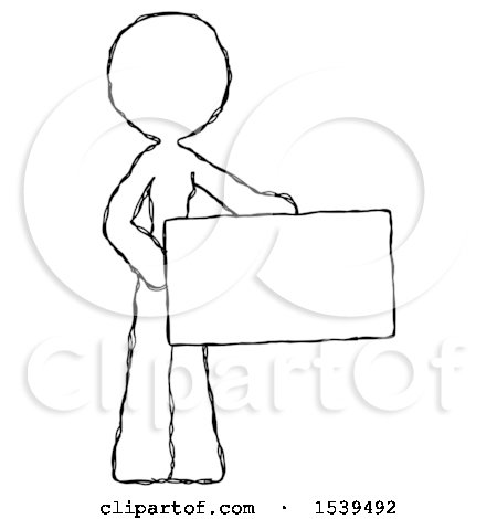Sketch Design Mascot Woman Presenting Large Envelope by Leo Blanchette