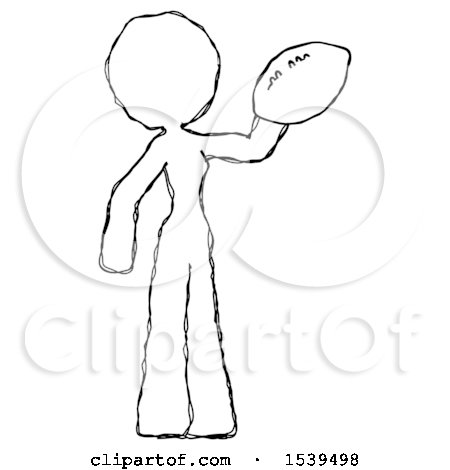 Sketch Design Mascot Woman Holding Football up by Leo Blanchette