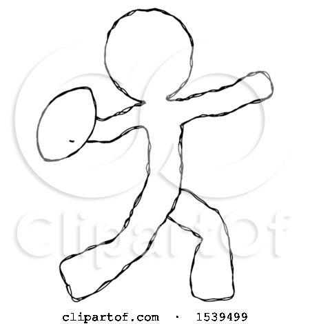 Sketch Design Mascot Man Throwing Football by Leo Blanchette